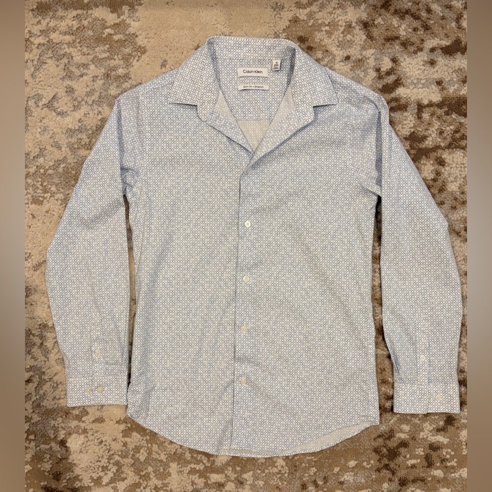 Calvin Klein Kids Light Blue Patterned Button-Down Shirt